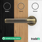 Dumont Antique Brass Lever on Rose Door Handle Kit - 64mm Latch - tradefit - 7