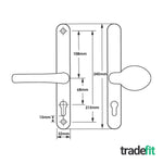 Silver UPVC Lever Pad Door Handles - 68mm PZ Centres - 215mm Fixing Centres - 245 x 32mm - tradefit - 2