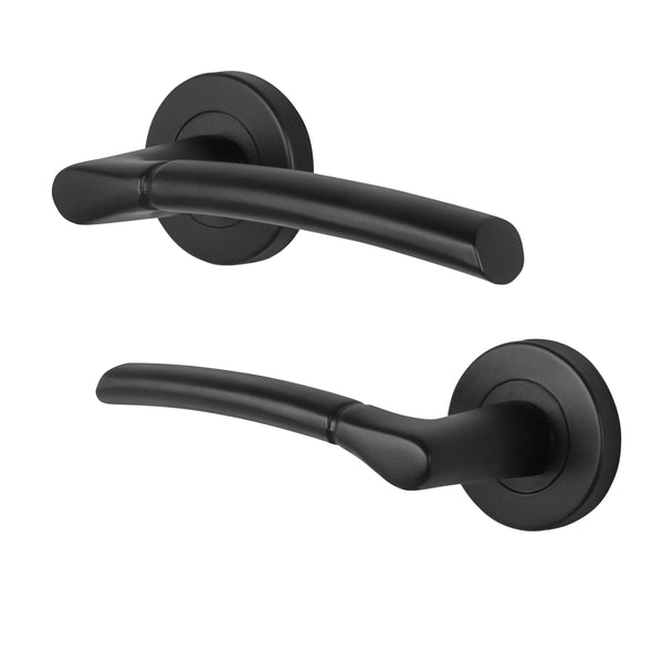 Bosa Matt Black Lever on Rose Door Handles - tradefit - Featured Image