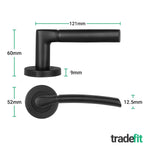 Bosa Matt Black Lever on Rose Door Handle Kit - 80mm Euro Sashlock and Double Cylinder - Keyed Alike - tradefit - 2
