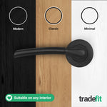 Bosa Matt Black Lever on Rose Door Handle Pack - 64mm Sashlock - tradefit - 7