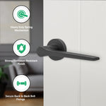 Tapera Matt Black Lever on Rose Door Handle Kit - 64mm Latch - tradefit - 2