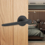 Tapera Matt Black Lever on Rose Door Handles - Heavy Duty - FD30/60 Rated - tradefit - 5