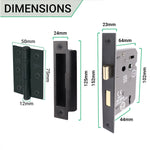 Curly Black Antique Lever on Backplate Sash Lock Kit / Pack - 64mm Lock - 76mm Hinges - Black - tradefit - 3