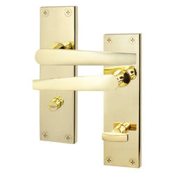 Straight Pattern Polished Brass Door Handles - Bathroom - tradefit
