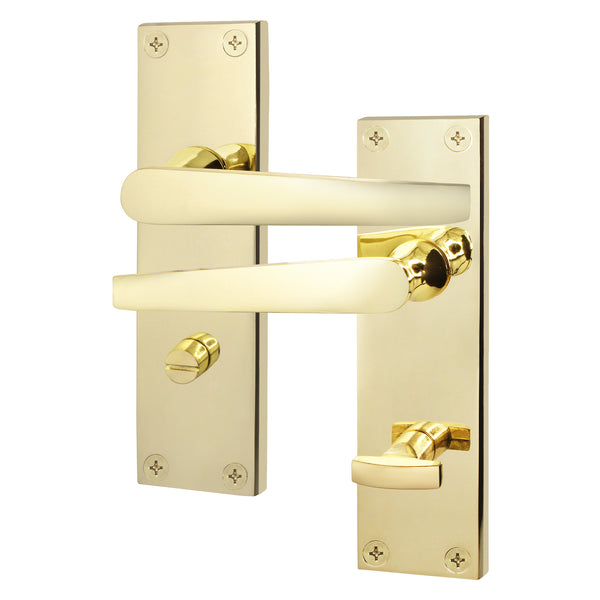 Straight Pattern Polished Brass Door Handles - Bathroom - tradefit - Featured Image