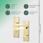 Straight Pattern Polished Brass Door Handles - Bathroom - tradefit - 3