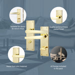 Straight Pattern Polished Brass Door Handles - Bathroom - tradefit - 4