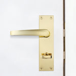 Straight Pattern Polished Brass Door Handles - Bathroom - tradefit - 5