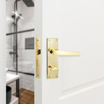Straight Pattern Polished Brass Door Handle Pack - 80mm Bathroom Lock - tradefit - 6