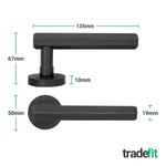 Moreno Matt Black Lever on Rose Door Handle Kit - Medium Duty FD30/60 - 80mm Euro Sashlock and Double Cylinder - Keyed Alike - tradefit - 5