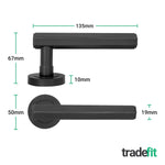 Moreno Matt Black Lever on Rose Door Handles - Heavy Duty - FD30/60 Rated - tradefit - 4