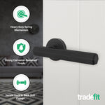 Moreno Matt Black Lever on Rose Door Handle Kit - 64mm Latch - tradefit - 2
