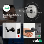 Moreno Matt Black Lever on Rose Door Handle Kit - Medium Duty FD30/60 - 76mm Latch - tradefit - 3