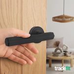 Moreno Matt Black Lever on Rose Door Handle Kit - 64mm Latch - tradefit - 6