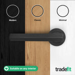 Moreno Matt Black Lever on Rose Door Handles - Heavy Duty - FD30/60 Rated - tradefit - 6