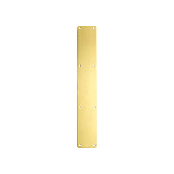 Door Finger Push Plate - 75mm x 475mm - Radius - Satin Brass - tradefit - Featured Image