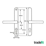 Polished Brass UPVC Door Handles - 68mm PZ Centres - 215mm Fixing Centres - 246 x 32mm - tradefit - 2