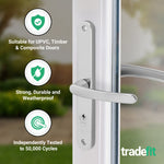 Polished Chrome UPVC Door Handles - 68mm PZ Centres - 215mm Fixing Centres - 246 x 32mm - tradefit - 3