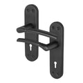 Bosa Matt Black Lever on Backplate Door Handle - Keyhole