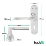 Bosa Duo Style Polished Chrome/Satin Nickel Lever on Backplate Door Handle Pack - 80mm Sashlock - tradefit - 2