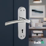 Bosa Duo Style Polished Chrome/Satin Nickel Lever on Backplates Door Handles - Keyhole - tradefit - 4
