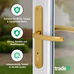 Polished Brass UPVC Door Handles - 92mm PZ Centres - 240mm Fixing Centres - 270 x 32mm - tradefit - 3