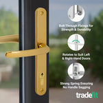 Polished Brass UPVC Door Handles - 92mm PZ Centres - 240mm Fixing Centres - 270 x 32mm - tradefit - 4