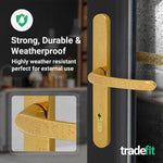 Polished Brass UPVC Door Handles - 92mm PZ Centres - 240mm Fixing Centres - 270 x 32mm - tradefit - 5