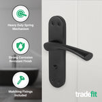 Nola Matt Black Lever on Backplate Door Handle Pack - 80mm Bathroom Lock - tradefit - 4