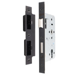 Fire Rated DIN Sashlock - 60mm Backset / 90mm Case / 72mm Centres - Matt Black - tradefit - 1