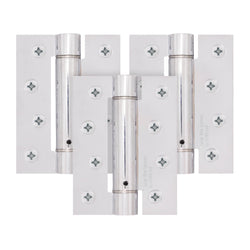 Spring Hinges Single Action Fire Door Pack 3 Self Closing - 102x76x2.7mm - Polished Chrome - Pack of 3 - tradefit