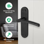 Bosa Matt Black Lever on Backplate Door Handle Pack - 64mm Latch - tradefit - 4