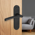 Bosa Matt Black Lever on Backplate Door Handle Pack - 76mm Latch - tradefit - 6