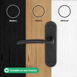 Bosa Matt Black Lever on Backplate Door Handle Pack - 76mm Latch - tradefit - 7