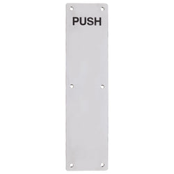 Push Engraved Door Finger Push Plate - 75mm x 350mm - Radius - Satin Stainless - tradefit