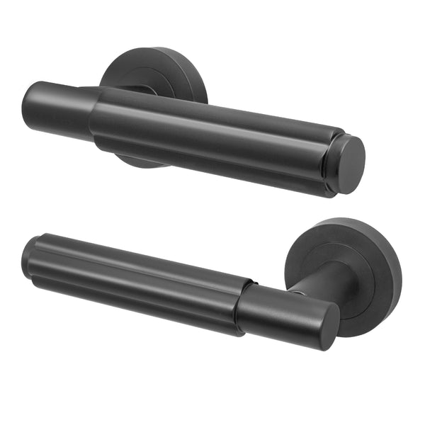 Flores Matt Black Lever on Rose Door Handles - Heavy Duty - FD30/60 Rated - tradefit - Featured Image