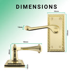Georgian Rope Edge Scroll Polished Brass Door Handles - Latch - tradefit - 3