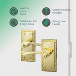 Georgian Rope Edge Scroll Polished Brass Door Handle Pack - 76mm Latch - tradefit - 2