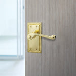 Georgian Rope Edge Scroll Polished Brass Door Handles - Latch - tradefit - 5