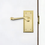 Georgian Rope Edge Scroll Polished Brass Door Handle Pack - 64mm Latch - tradefit - 6