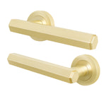 Moreno Satin Brass Lever on Rose Door Handles - Heavy Duty - FD30/60 Rated - tradefit - 1