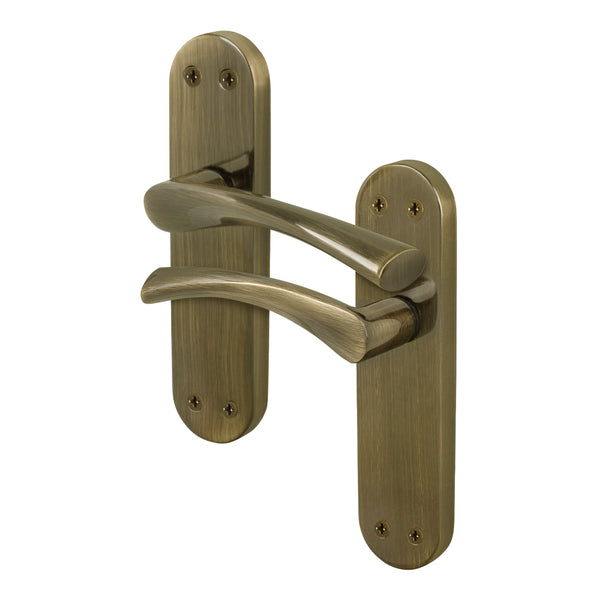 Nola Antique Brass Lever on Backplate Door Handles - Latch - tradefit - Featured Image