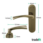 Nola Antique Brass Lever on Backplate Door Handle Pack – 64mm Latch - tradefit - 2
