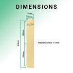 Engraved Push Finger Plate - 425 x 75 x 1.2mm Radius Corners - PVD Polished Brass - tradefit - 4