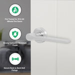 Tapera Satin Nickel Lever on Rose Door Handle Kit - Medium Duty FD30/60 - 76mm Latch - tradefit - 2