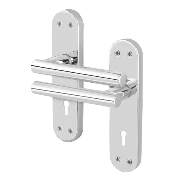 Olbia Polished Chrome Lever on Backplate Door Handles - Keyhole - Featured Image