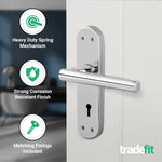 Olbia Polished Chrome Lever on Backplate Door Handle Pack – 80mm Sashlock - tradefit - 4