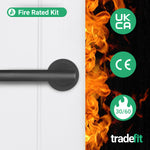 Olbia Matt Black Lever on Rose Door Handle Kit - Medium Duty FD30/60 - 80mm Euro Sashlock and Double Cylinder - Keyed to Differ - tradefit - 2