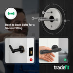 Santana Matt Black Lever on Rose Door Handle Kit - 64mm Latch - tradefit - 3